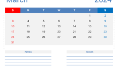 Printable Calendar March 2024 Free M3248