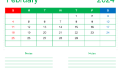 February 2024 Calendar Printable Word F2249