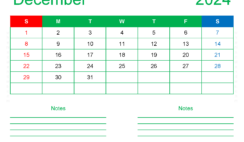 December 2024 Calendar Printable Word D1249