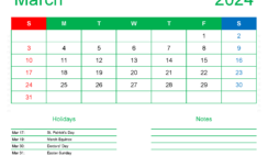 March 2024 Calendar to Print Free M3169