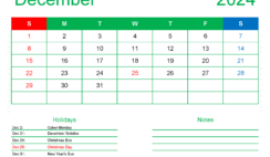 December 2024 Calendar to Print Free D1169