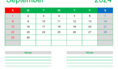Print Free Calendar September 2024 S9250