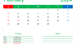 Free Printable February 2024 Calendar PDF F2171