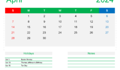 Free Printable Calendar Templates April 2024 A4172