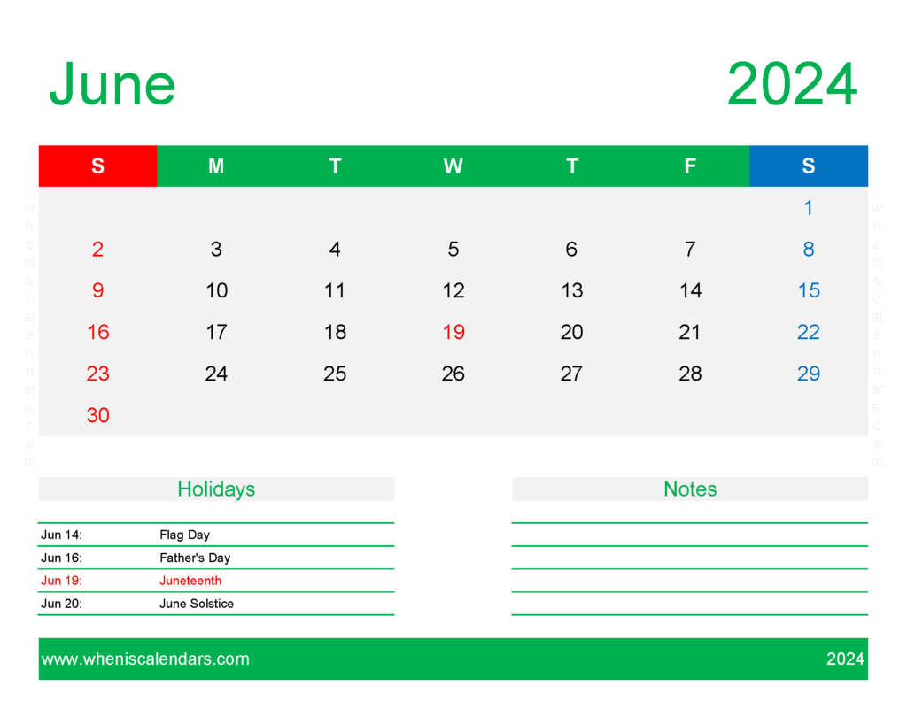 Download Free Printable Calendar Templates June 2024 Letter Horizontal 64172