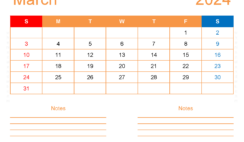 Blank March 2024 Calendar to Print M3253