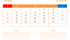 Blank May 2024 Calendar to Print M5253