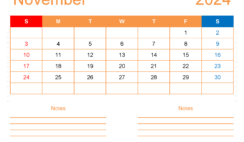 Blank November 2024 Calendar to Print N1253