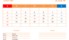 PDF Calendar June 2024 J6173
