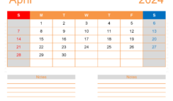 Free Printable Monthly Calendar Apr 2024 A4254