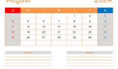 Free Printable Monthly Calendar Aug 2024 A8254