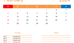 Printable Free February 2024 Calendar F2175