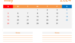 Blank May 2024 Calendar Editable M5256