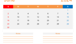 Blank June 2024 Calendar Editable J6256