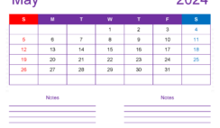 Editable Calendar May 2024 M5257