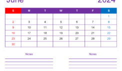 Editable Calendar Jun 2024 J6257