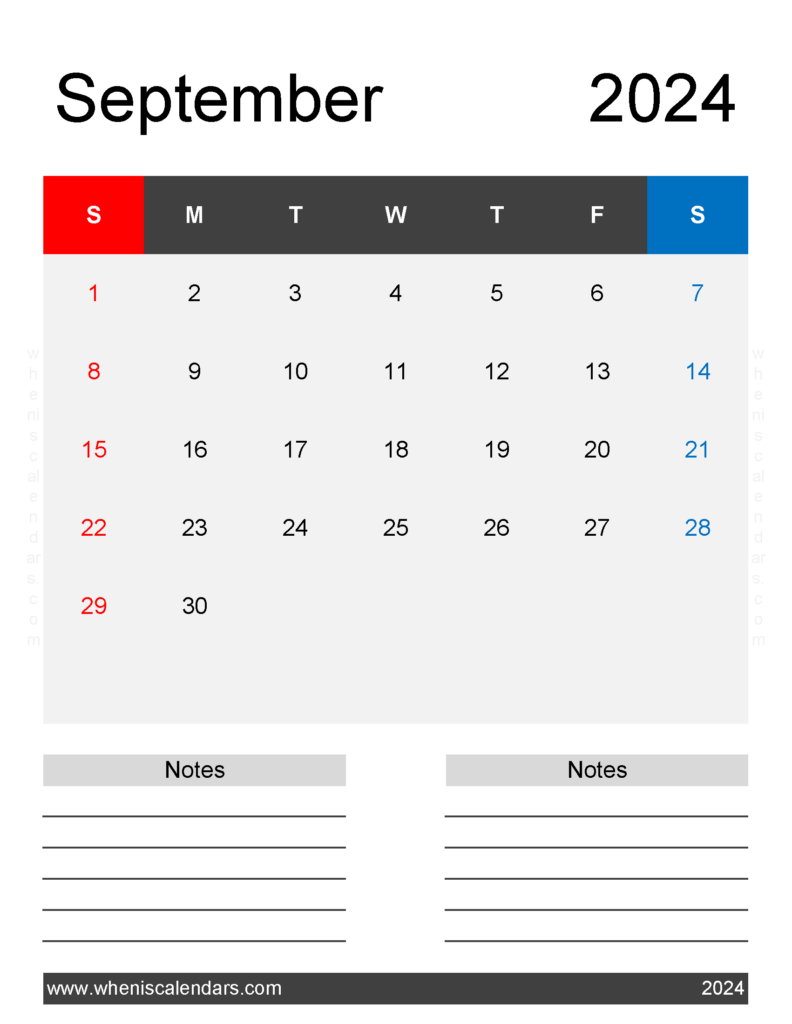 Download Holiday for the month of September 2024 Letter Vertical 94264
