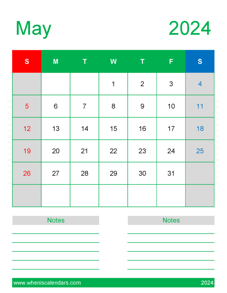 Download May 2024 Calendar Free Printable Calendar Letter Vertical 54270