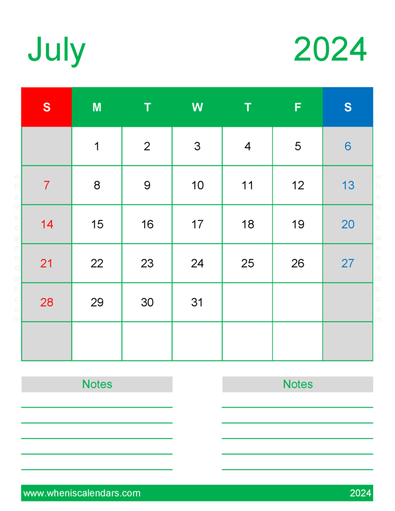 Download July 2024 Calendar Free Printable Calendar Letter Vertical 74270