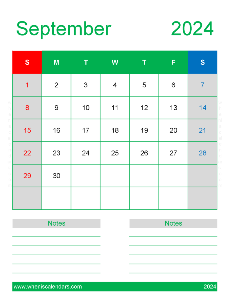 Download September 2024 Calendar Free Printable Calendar Letter Vertical 94270