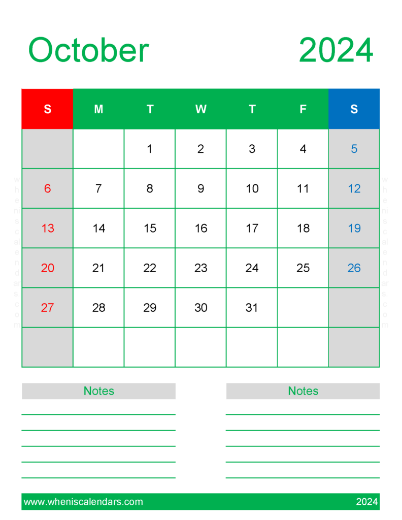 Download October 2024 Calendar Free Printable Calendar Letter Vertical 104270