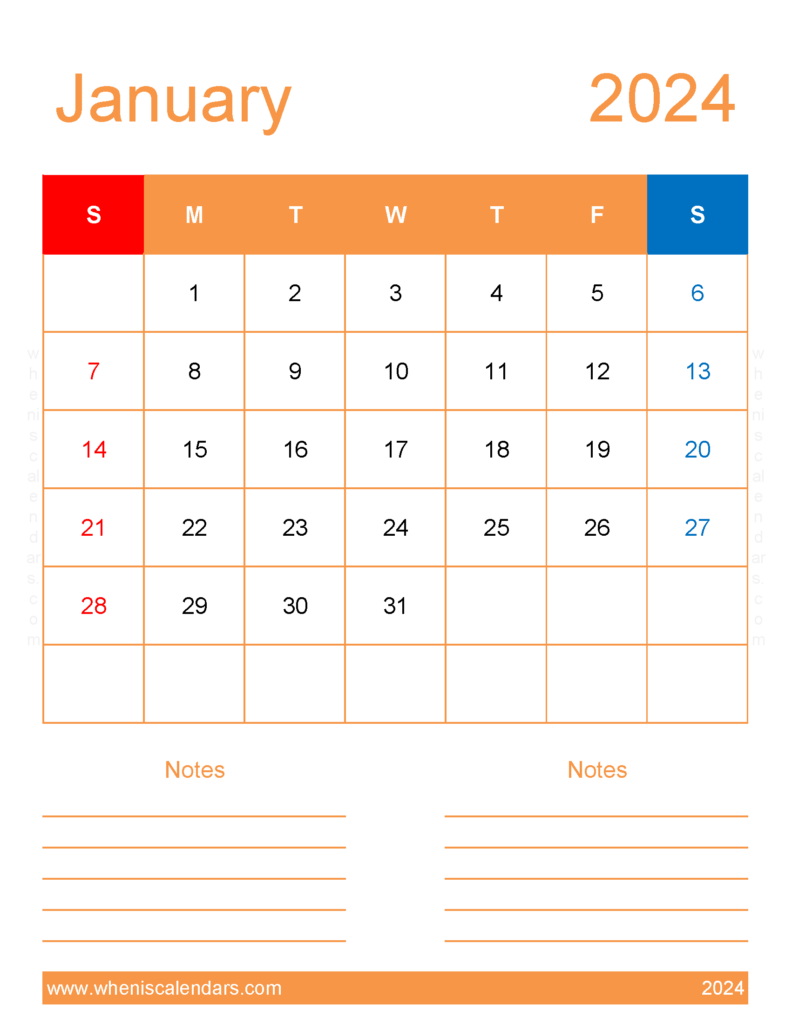 Download Free Printable Calendar January 2024 Letter Vertical J4273
