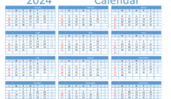 Download blank Calendar com 2024 A4 Horizontal (24Y091)