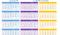 Download 2024 Calendar print A4 Horizontal (24Y093)