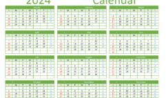 Download 2024 Calendar editable A4 Horizontal (24Y099)