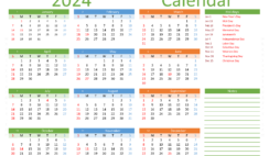 Download printable monthly Calendar 2024 A4 Horizontal (24Y014)