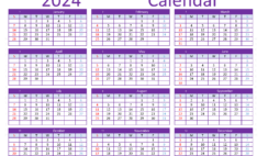 Download Calendar 2024 print A4 Horizontal (24Y103)