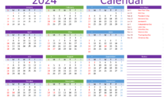 Download 2024 Calendar with week numbers A4 Horizontal (24Y018)