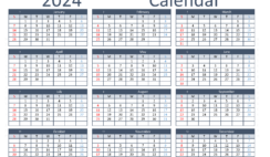 Download large print Calendar 2024 A4 Horizontal (24Y107)