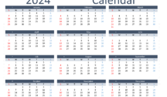 Download blank printable Calendar 2024 A4 Horizontal (24Y108)