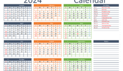 Download 2024 printable Calendar by month A4 Horizontal (24Y021)