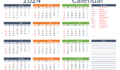 Download free printable 2024 monthly Calendar with holidays A4 Horizontal (24Y022)