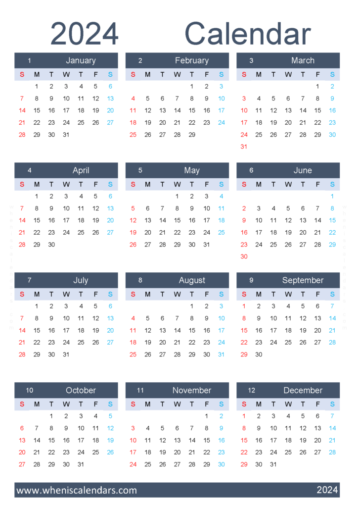 Download week number Calendar 2024 A4 Vertical (24Y130)
