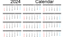Download free 2024 monthly Calendar A5 Horizontal (24Y134)