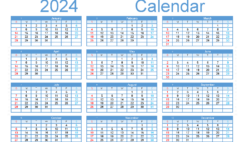 Download 2024 fillable Calendar A5 Horizontal (24Y135)