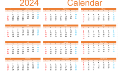 Download Calendar 2024 printing A5 Horizontal (24Y140)