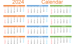 Download 2024 monthly Calendar pdf A5 Horizontal (24Y142)