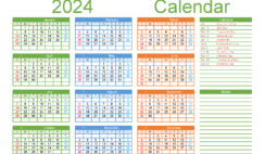 Download template Calendar 2024 A5 Horizontal (24Y057)
