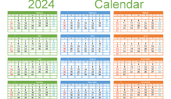 Download new year Calendar 2024 printing A5 Horizontal (24Y145)
