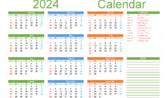 Download free 2024 Calendar printable A5 Horizontal (24Y058)