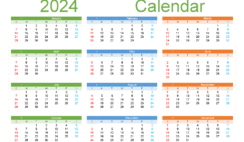 Download printable 12 month Calendar 2024 A5 Horizontal (24Y146)