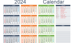Download free monthly Calendar template 2024 A5 Horizontal (24Y061)