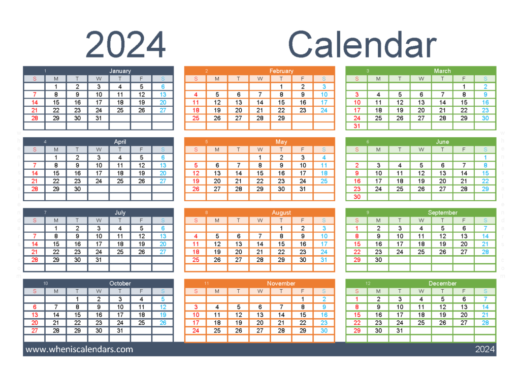Download free Calendar templates 2024 A5 Horizontal (24Y149)