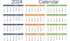Download printable 2024 yearly Calendar A5 Horizontal (24Y150)