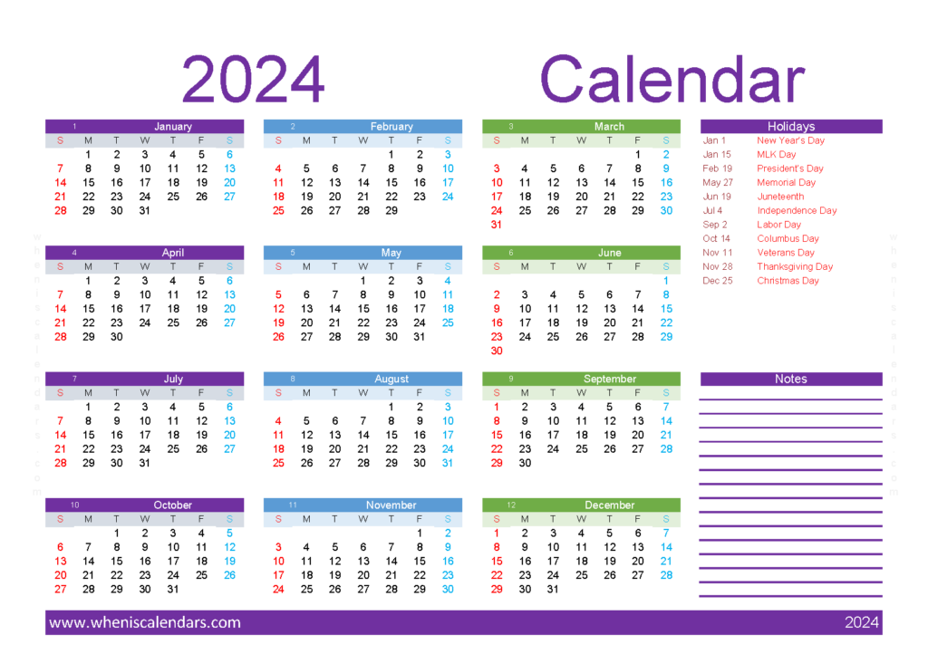 Download Calendar with week numbers 2024 A5 Horizontal (24Y066)