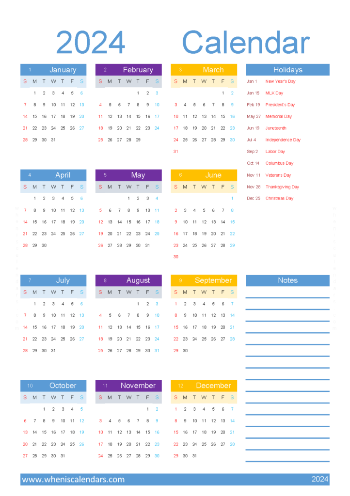 Download monthly Calendar template 2024 A5 Vertical (24Y072)
